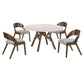 Venus and Polly 5 Piece Walnut and Marble Round Dining Set By Armen Living | Dining Sets | Modishstore