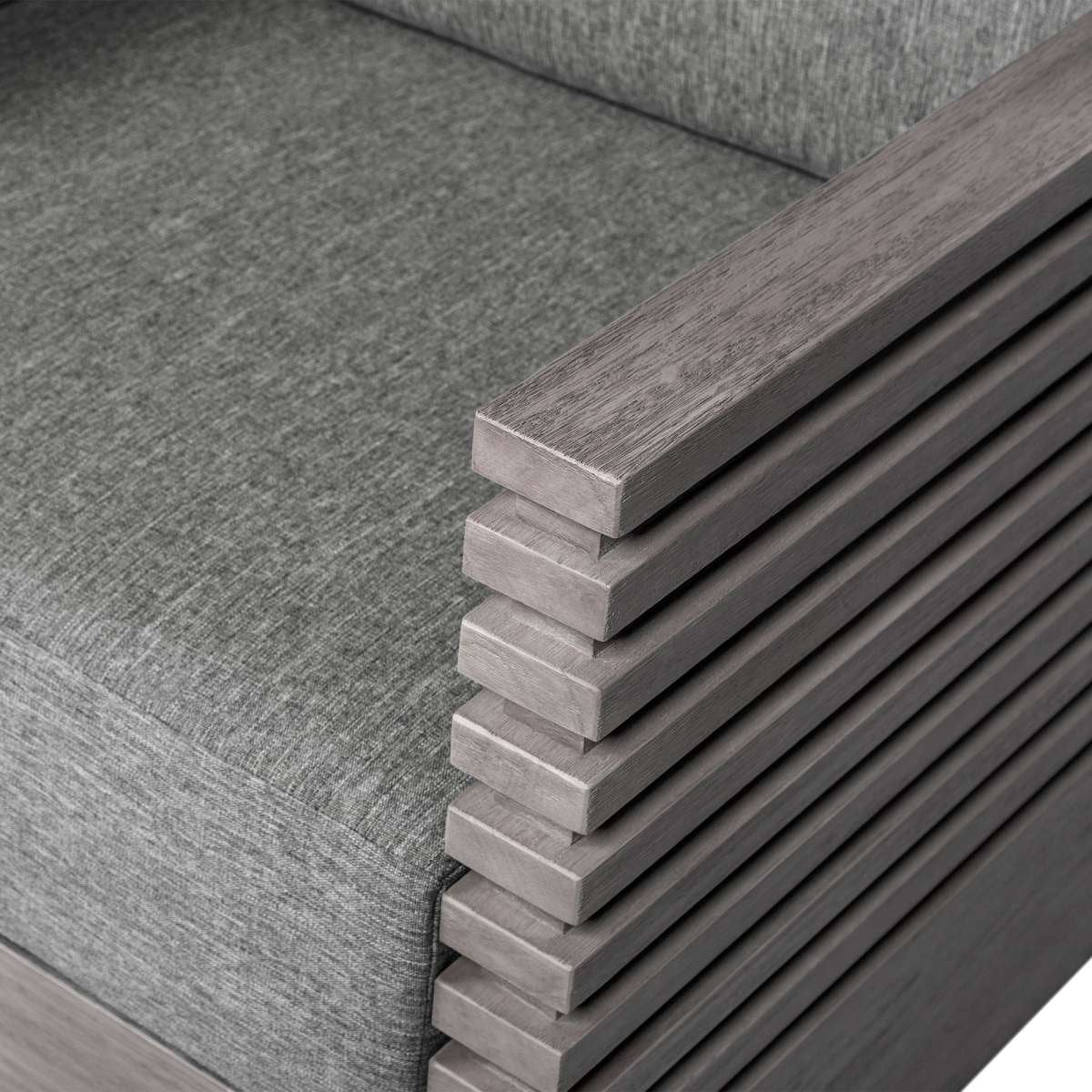 Vivid Outdoor Patio 4 Piece Conversation Set in Gray Eucalyptus Wood with Gray Olefin Cushions
 By Armen Living | Outdoor Sofas, Loveseats & Sectionals | Modishstore - 7