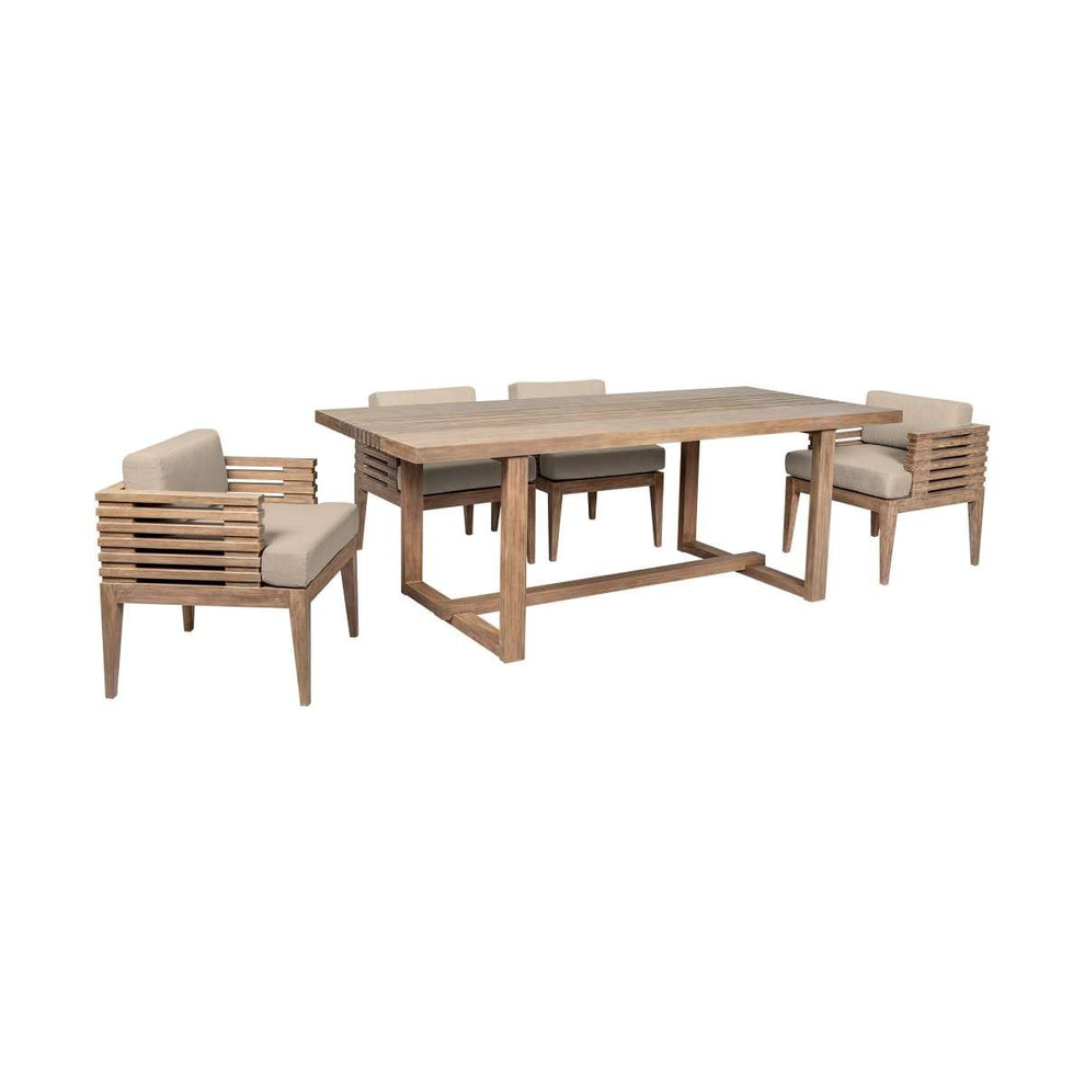 Vivid Outdoor Patio 5 Piece Dining Set in Light Eucalyptus Wood with Taupe Olefin Cushions By Armen Living | Outdoor Dining Sets | Modishstore - 2