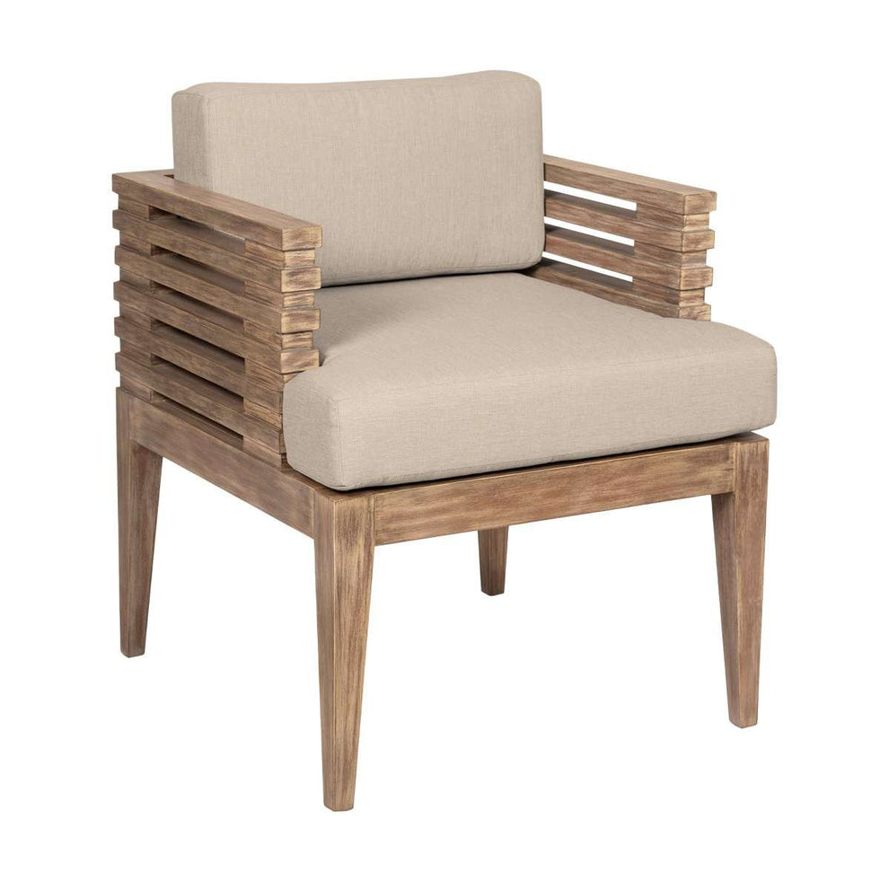 Vivid Outdoor Patio 5 Piece Dining Set in Light Eucalyptus Wood with Taupe Olefin Cushions By Armen Living | Outdoor Dining Sets | Modishstore - 3