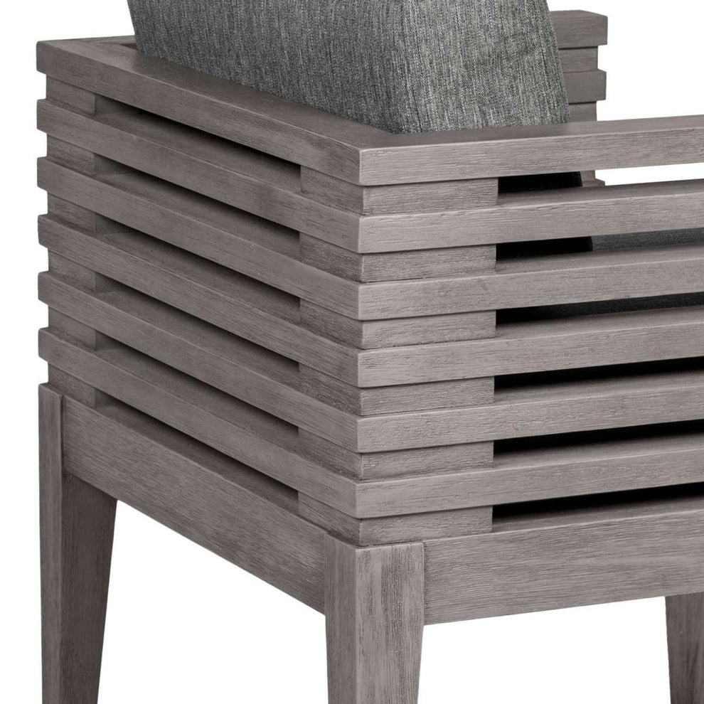 Vivid Outdoor Patio 7 Piece Dining Set in Gray Eucalyptus Wood with Gray Olefin Cushions By Armen Living | Outdoor Dining Sets | Modishstore - 9