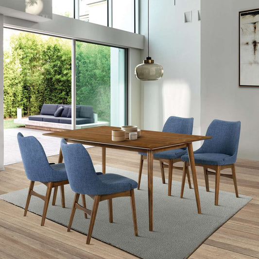 Westmont and Azalea Blue and Walnut Wood 5 Piece Dining Set By Armen Living | Dining Sets | Modishstore