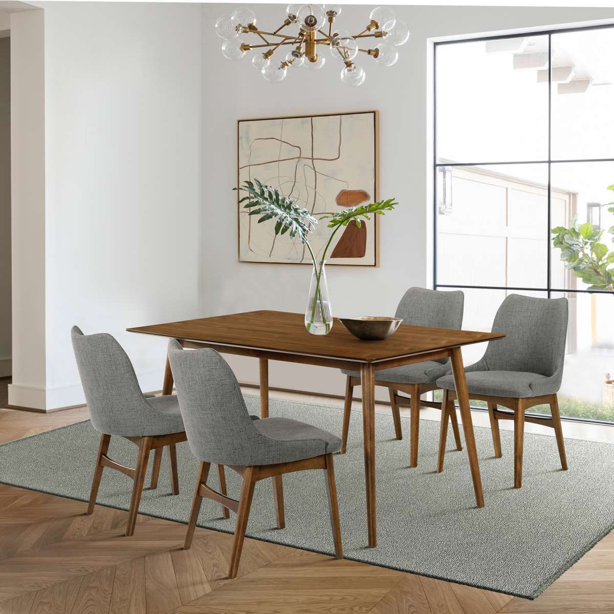 Westmont and Azalea Charcoal and Walnut 5 Piece Dining Set By Armen Living | Dining Sets | Modishstore