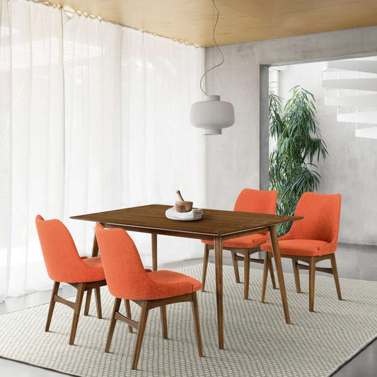 Westmont and Azalea Orange and Walnut 5 Piece Dining Set By Armen Living | Dining Sets | Modishstore