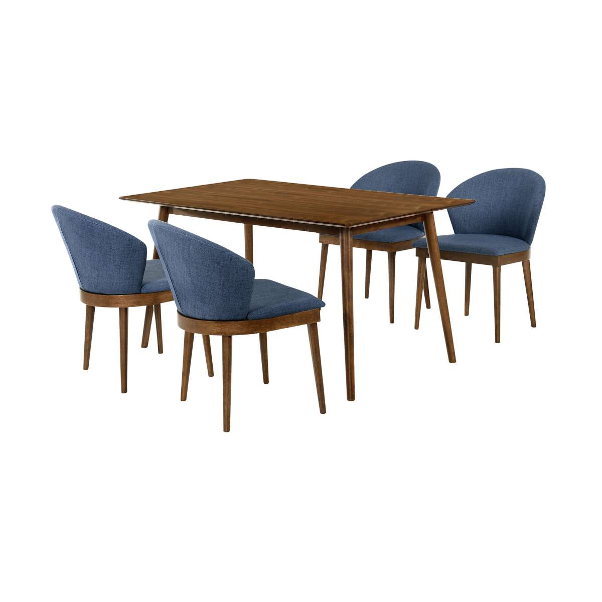 Westmont and Juno Blue and Walnut 5 Piece Dining Set By Armen Living | Dining Sets | Modishstore - 2