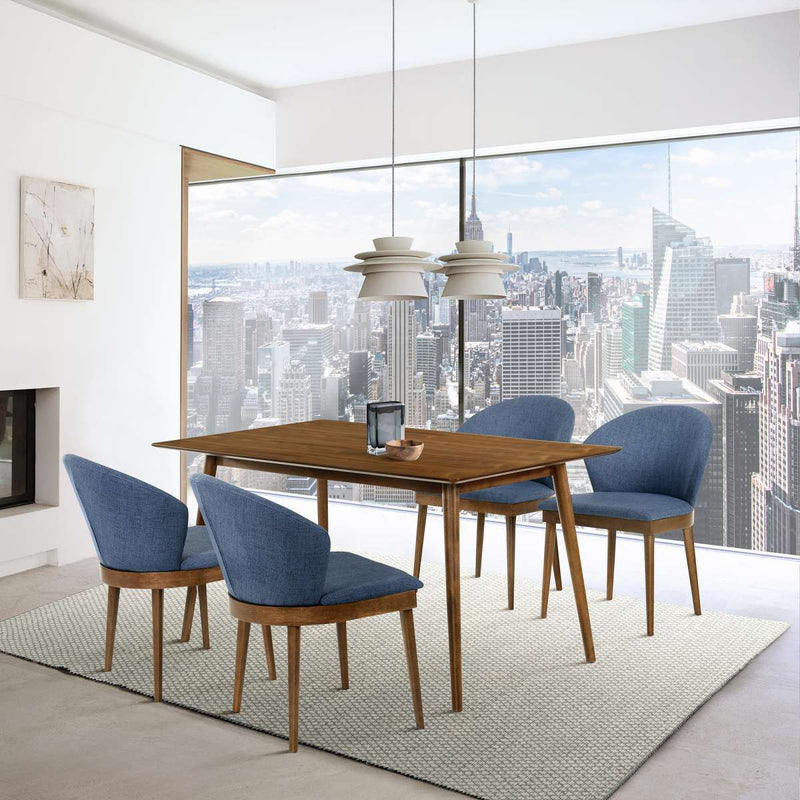 Westmont and Juno Blue and Walnut 5 Piece Dining Set By Armen Living | Dining Sets | Modishstore