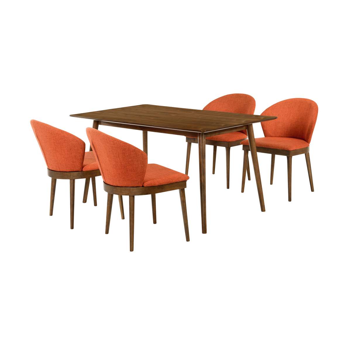 Westmont and Juno Orange and Walnut 5 Piece Dining Set By Armen Living | Dining Sets | Modishstore - 2
