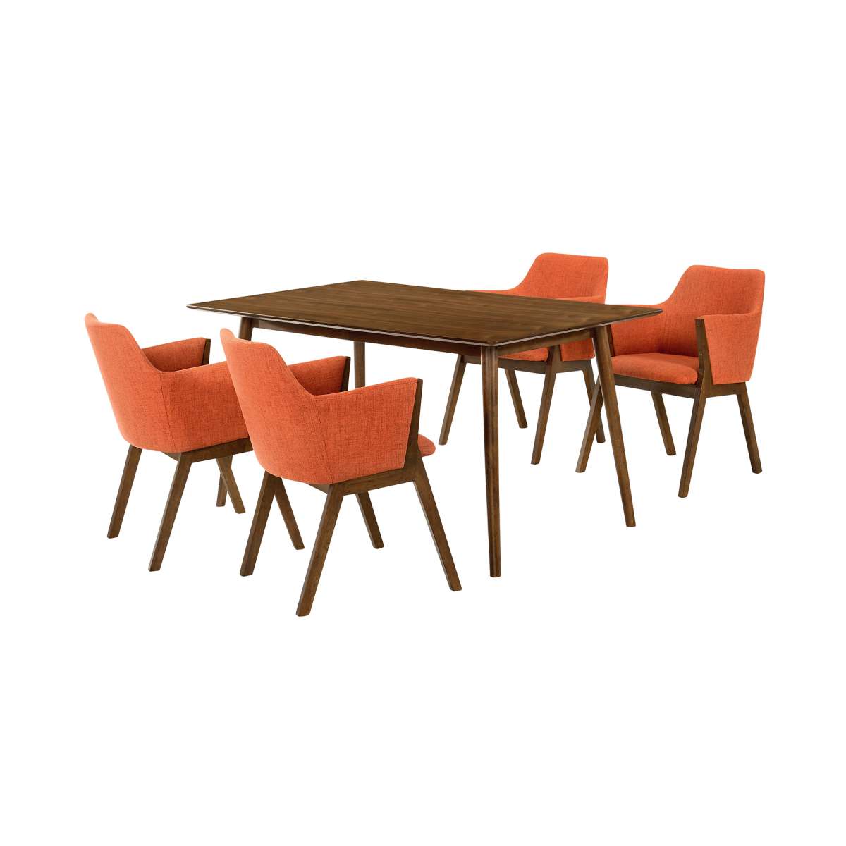 Westmont and Renzo Orange and Walnut 5 Piece Dining Set By Armen Living | Dining Sets | Modishstore - 2
