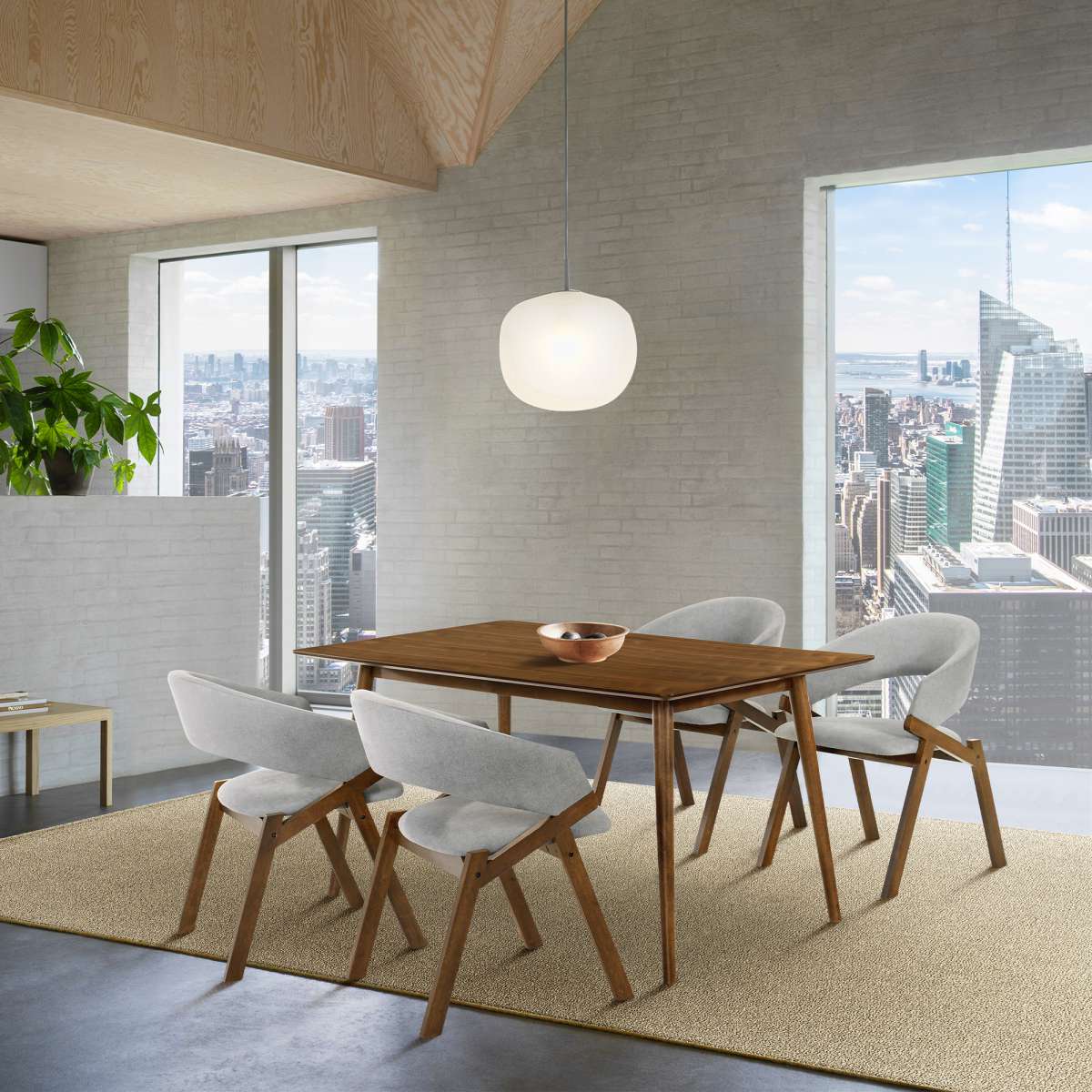 Westmont and Talulah Grey and Walnut 5 Piece Dining Set By Armen Living | Dining Sets | Modishstore