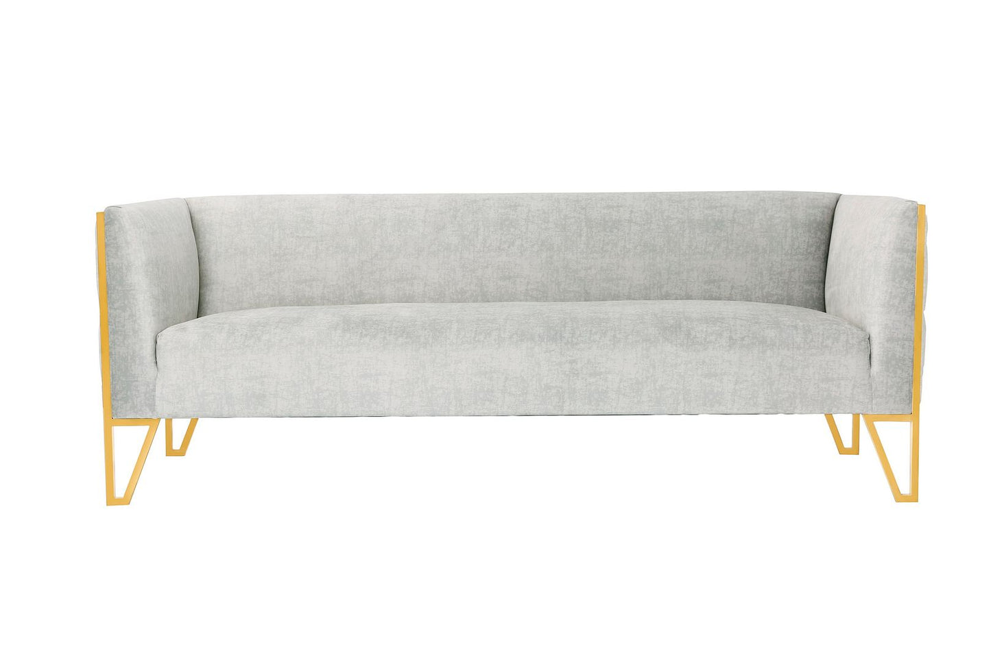 Manhattan Comfort Vector 81.5 in. Grey and Gold Velvet 3-Seat Sofa | Sofas | Modishstore