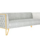 Manhattan Comfort Vector 81.5 in. Grey and Gold Velvet 3-Seat Sofa | Sofas | Modishstore-2