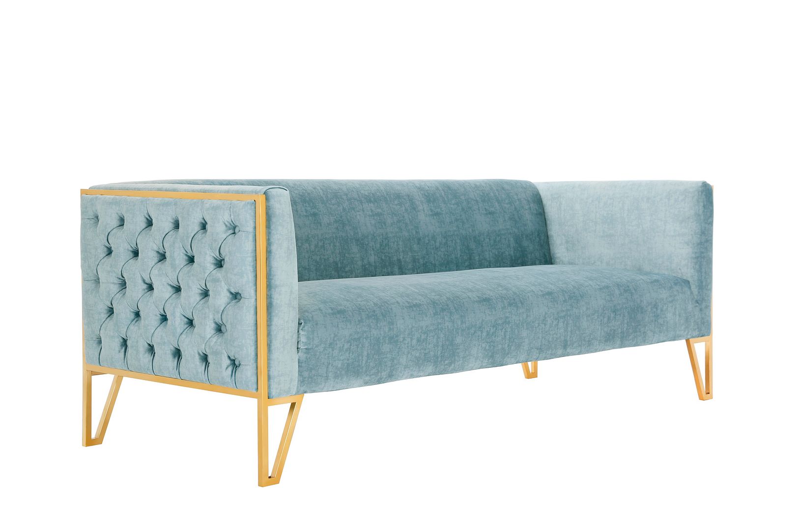 Manhattan Comfort Vector 81.5 in. Grey and Gold Velvet 3-Seat Sofa | Sofas | Modishstore-5