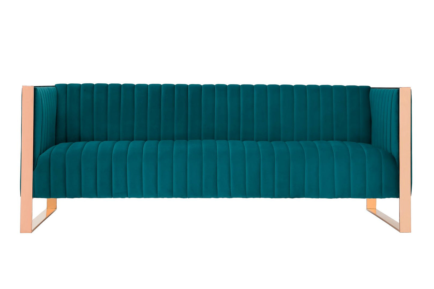 Manhattan Comfort Trillium 83.07 in. Aqua Blue and Rose Gold 3-Seat Sofa | Sofas | Modishstore