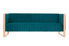 Manhattan Comfort Trillium 83.07 in. Aqua Blue and Rose Gold 3-Seat Sofa
