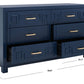Safavieh Raina 6 Drawer Dresser - Lapis Blue | Dressers | Modishstore - 3