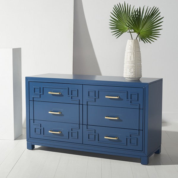 Safavieh Raina 6 Drawer Dresser - Lapis Blue | Dressers | Modishstore