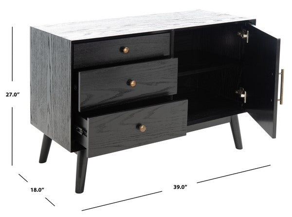 Safavieh Elissa Mid-Century Sm Media - Black | Cabinets | Modishstore - 3