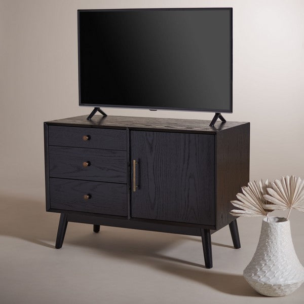 Safavieh Elissa Mid-Century Sm Media - Black | Cabinets | Modishstore