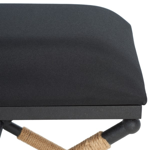 Safavieh Carmelo Hemp Wrapped Ottoman - Black | Ottomans | Modishstore - 4