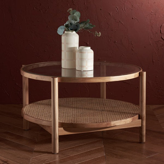 Safavieh Karyna Rattan & Glass Table - Clear | Coffee Tables | Modishstore