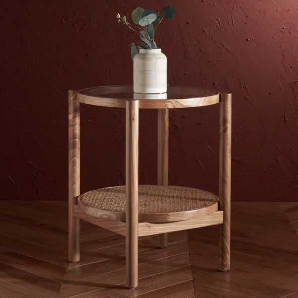 Safavieh Karyna Rattan & Glass Ac Table - Clear | Accent Tables | Modishstore
