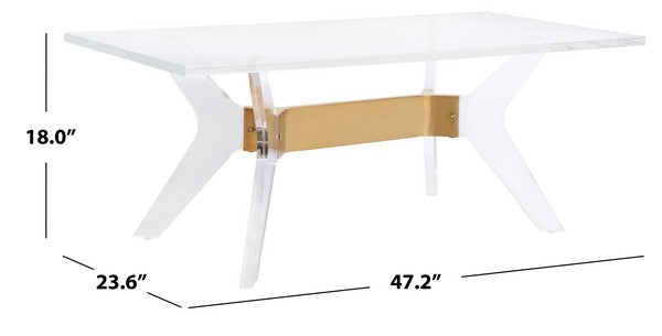 Safavieh Werner Acrylic Coffee Table - Brass | Coffee Tables | Modishstore - 3