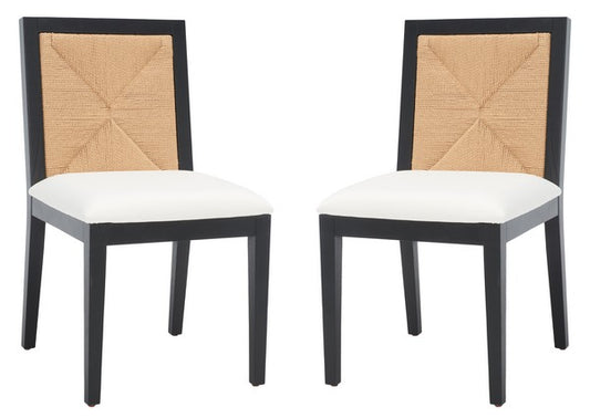 Safavieh Emilio Woven Dining Chair Set Of 2 - Black | Dining Chairs | Modishstore