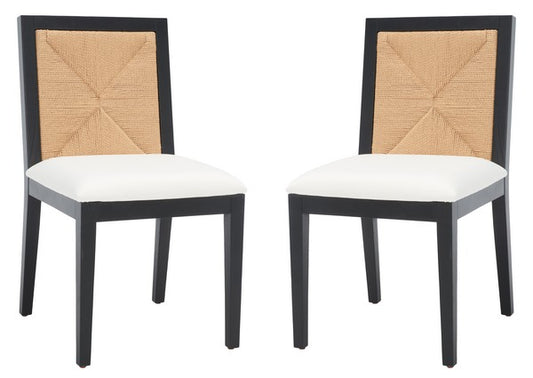 Safavieh Emilio Woven Dining Chair Set Of 2 - Black | Dining Chairs | Modishstore