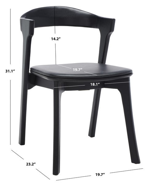 Safavieh Brylie Wood & Leather Chair Set Of 2 - Black | Dining Chairs | Modishstore - 3