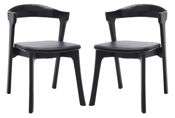 Safavieh Brylie Wood & Leather Chair Set Of 2 - Black | Dining Chairs | Modishstore - 4