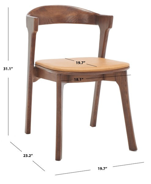 Safavieh Brylie Wood & Leather Chair Set Of 2 - Walnut | Dining Chairs | Modishstore - 3