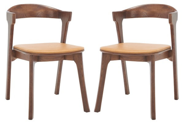 Safavieh Brylie Wood & Leather Chair Set Of 2 - Walnut | Dining Chairs | Modishstore - 4