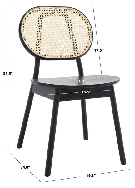 Safavieh Kristianna Rattan Back Chair Set Of 2 - Black | Dining Chairs | Modishstore - 3
