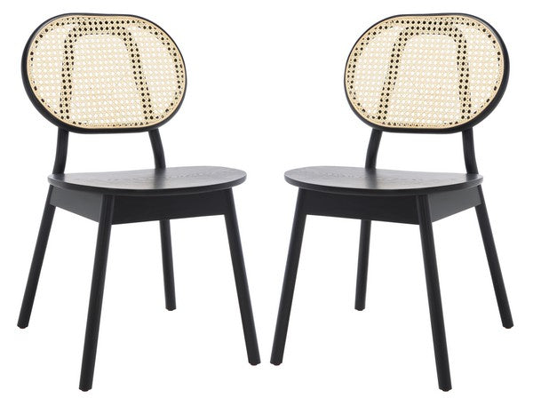 Safavieh Kristianna Rattan Back Chair Set Of 2 - Black | Dining Chairs | Modishstore - 4