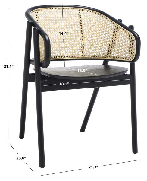Safavieh Emmy Rattan Back Dining Chair - Black | Dining Chairs | Modishstore - 3
