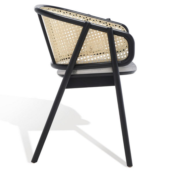 Safavieh Emmy Rattan Back Dining Chair - Black | Dining Chairs | Modishstore - 4