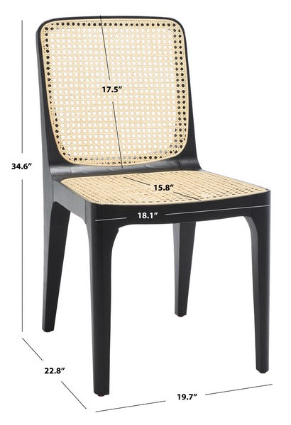 Safavieh Frank Rattan Dining Chair Set Of 2 - Black | Dining Chairs | Modishstore - 3