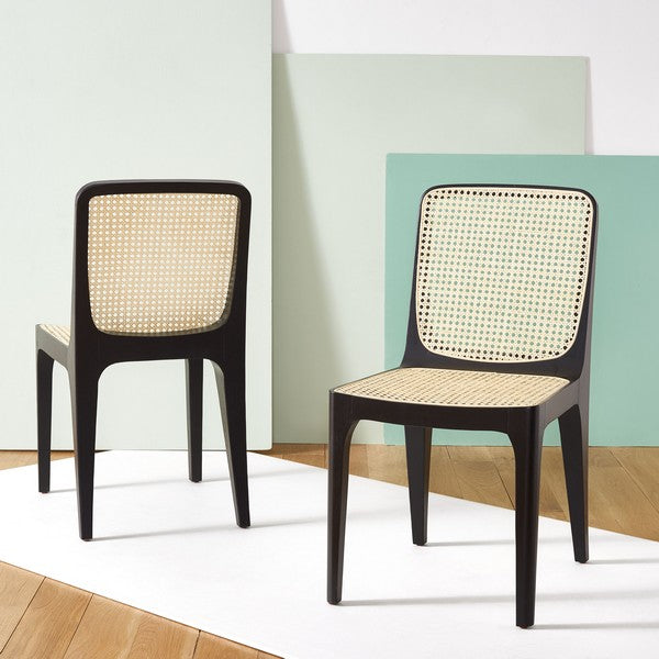 Safavieh Frank Rattan Dining Chair Set Of 2 - Black | Dining Chairs | Modishstore