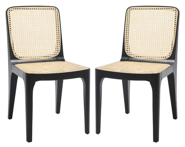 Safavieh Frank Rattan Dining Chair Set Of 2 - Black | Dining Chairs | Modishstore - 4