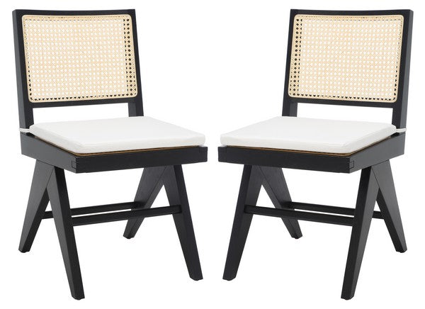 Safavieh Colette Rattan Dining Chair Set Of 2 - Black | Dining Chairs | Modishstore - 4