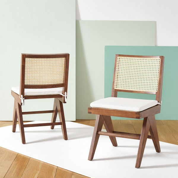 Safavieh Colette Rattan Dining Chair Set Of 2 - Walnut | Dining Chairs | Modishstore