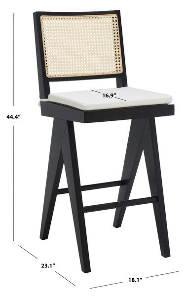 Safavieh Colette Rattan Barstool - Black | Bar Stools | Modishstore - 3