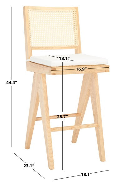 Safavieh Colette Rattan Barstool - Natural | Bar Stools | Modishstore - 3