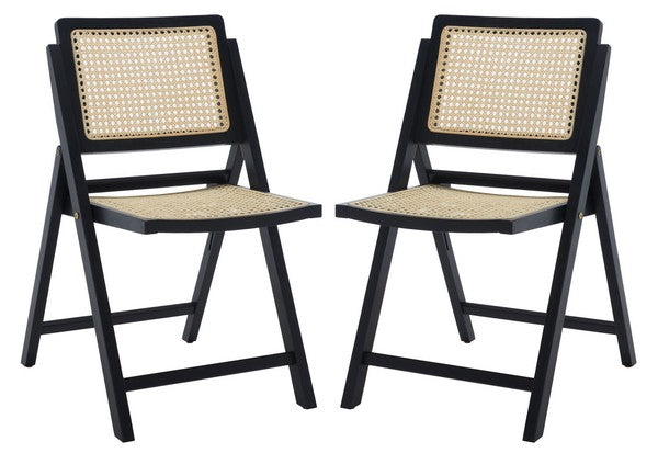 Safavieh Desiree Cane Folding Dining Ch Set Of 2 - Black | Dining Chairs | Modishstore