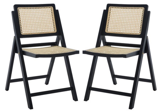 Safavieh Desiree Cane Folding Dining Ch Set Of 2 - Black | Dining Chairs | Modishstore