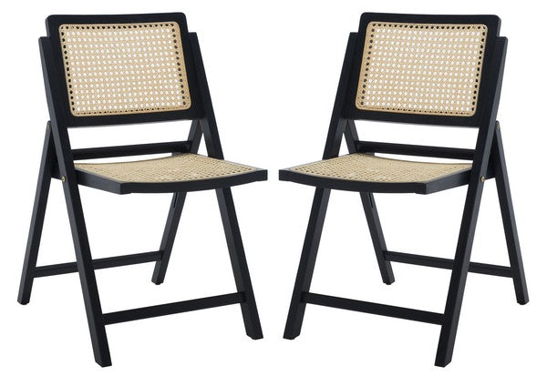Safavieh Desiree Cane Folding Dining Ch Set Of 2 - Black | Dining Chairs | Modishstore