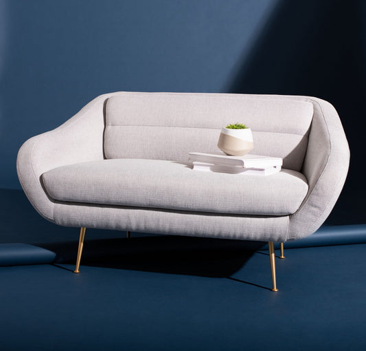 Safavieh Belladonna Mid-Century Lovesea - Light Gray | Loveseats | Modishstore