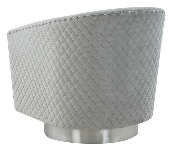 Safavieh Clara Quilted Swivel Tub Chair - Light Gray | Accent Chairs | Modishstore - 5
