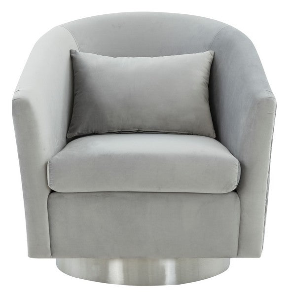 Safavieh Clara Quilted Swivel Tub Chair - Light Gray | Accent Chairs | Modishstore - 2