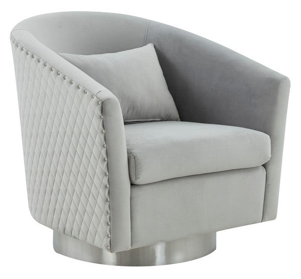 Safavieh Clara Quilted Swivel Tub Chair - Light Gray | Accent Chairs | Modishstore - 3